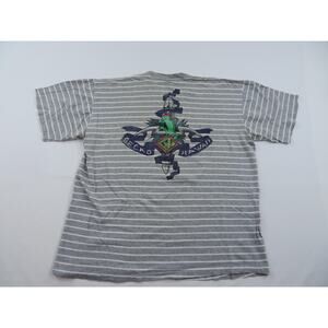 90s Gecko Hawaii T-Shirt Gray White Striped Made in USA Sz XL